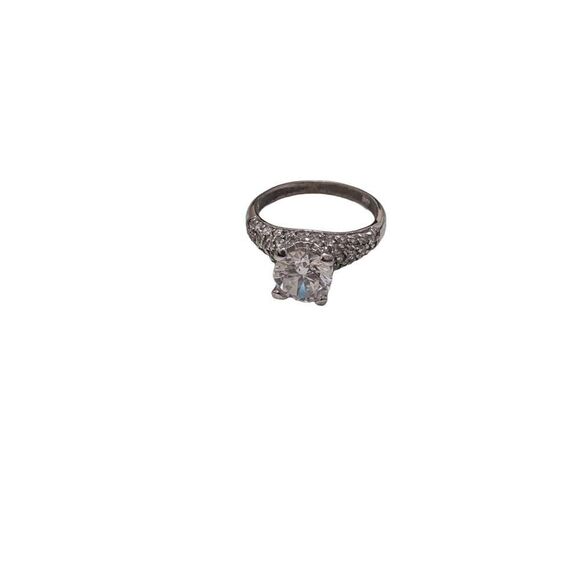 925 Sterling Silver Cubic Zirconia‎ Solitaire Ring Vintage Size 7 - Picture 2 of 7